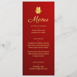 Gradiënt rood Chinees bruiloft dubbel geluk Menu