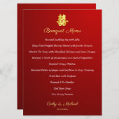 Gradiënt rood Chinees bruiloft dubbel geluk Menu (Voorkant / Achterkant)