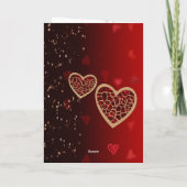 Gradiënt Rood met gouden harten Valentijn Feestdagen Kaart (Achterkant)