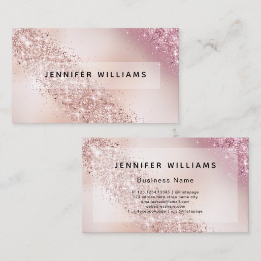 Gradiënt Roos Gold Glitter Modern Elegant Salon Visitekaartje (Voorkant / Achterkant)
