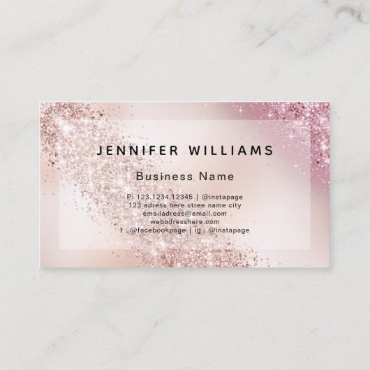 Gradiënt Roos Gold Glitter Modern Elegant Salon Visitekaartje (Achterkant)