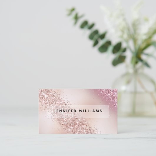 Gradiënt Roos Gold Glitter Modern Elegant Salon Visitekaartje (Staand voorkant)