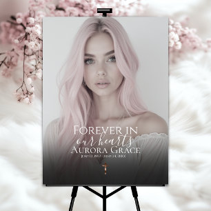 Gradient Roos Goud Memorial Poster met Kruis