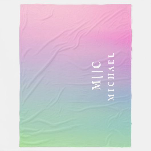 Gradiënt Roze Eenvoudig Modern monogram Fleece Deken (Voorkant)