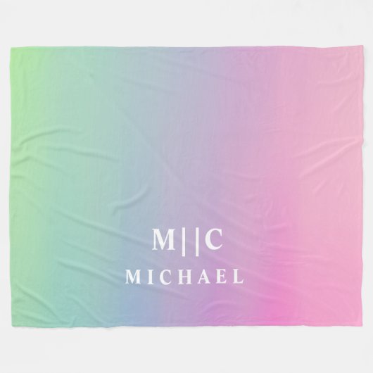 Gradiënt Roze Eenvoudig Modern monogram Fleece Deken (Voorkant (Horizontaal))