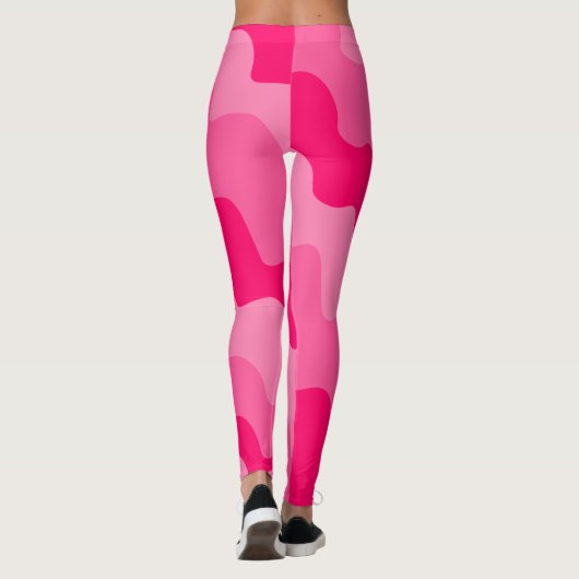 Gradiënt roze golvende oceaangolven leggings (Achterkant)