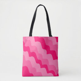 Gradiënt roze golvende oceaangolven tote bag