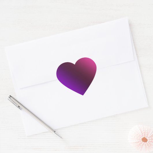 Gradiënt, roze paars hart sticker (Envelop)