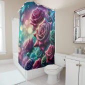 "Gradient Rozen met dauwdruppels" Douchegordijn (In situ)