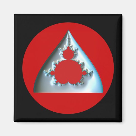 Gradient Silver Mandelbrot in rode cirkel Magneet (Voorkant)