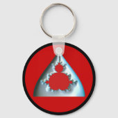 Gradient Silver Mandelbrot in rode cirkel Sleutelhanger (Voorkant)