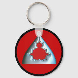 Gradient Silver Mandelbrot in rode cirkel Sleutelhanger