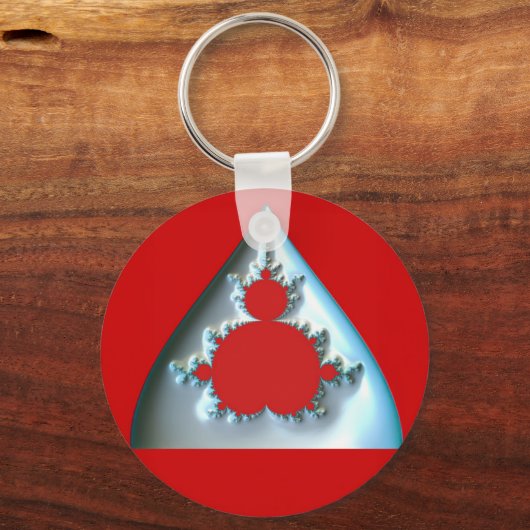 Gradient Silver Mandelbrot in rode cirkel Sleutelhanger (Achterkant)