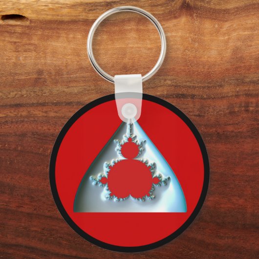 Gradient Silver Mandelbrot in rode cirkel Sleutelhanger (Voorkant)