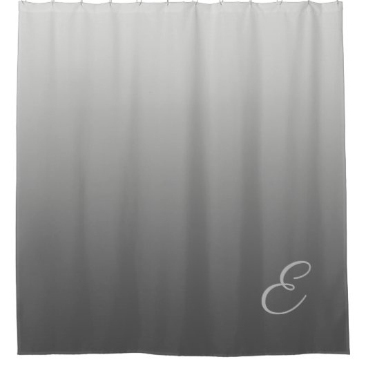 Gradiënt Silver met Aangepast monogram Douchegordijn (Voorkant)