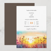 Gradient Sunset Silhouetten Kust Strand bruiloft Kaart (Voorkant / Achterkant)