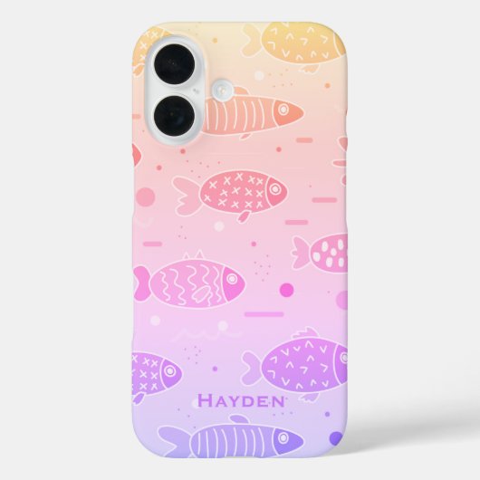 Gradient Sunset Vis Patroon Modern Gepersonaliseer Case-Mate iPhone Case (Achterkant)