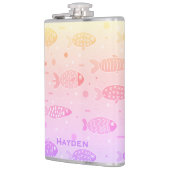 Gradient Sunset Vis Patroon Modern Gepersonaliseer Heupfles (Links)