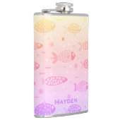 Gradient Sunset Vis Patroon Modern Gepersonaliseer Heupfles (Rechts)