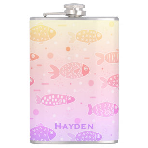 Gradient Sunset Vis Patroon Modern Gepersonaliseer Heupfles