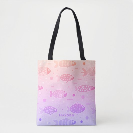 Gradient Sunset Vis Patroon Modern Gepersonaliseer Tote Bag (Voorkant)