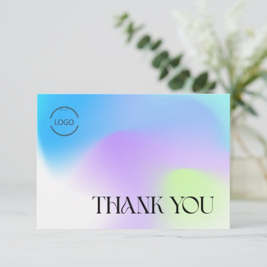 Gradient Thank You Card with Logo & QR Bedankkaart (Staand voorkant)