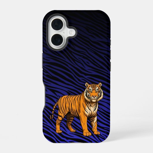 Gradient Tiger Pattern with Tiger iPhone 16 Hoesje (Achterkant)