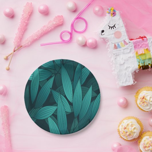 Gradiënt tropische bladeren papieren bordje (Feest)