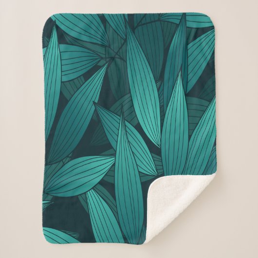 Gradiënt tropische bladeren sherpa deken (Voorkant)