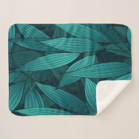 Gradiënt tropische bladeren sherpa deken (Voorkant (horizontaal))