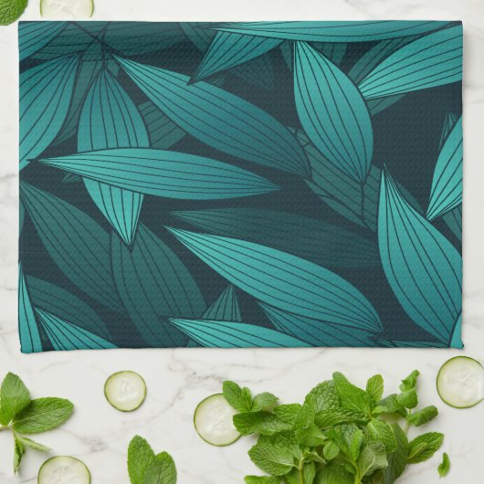 Gradiënt tropische bladeren theedoek (Gevouwen)