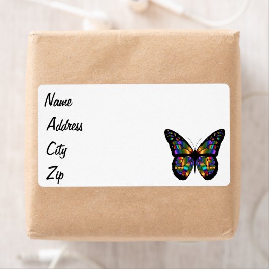 Gradiënt vlinder cartoon etiket (Insitu)