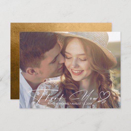 Gradiënt waterverf Hartelijk dank herfst Gold ID78 Aankondigingskaart (Voorkant / Achterkant)