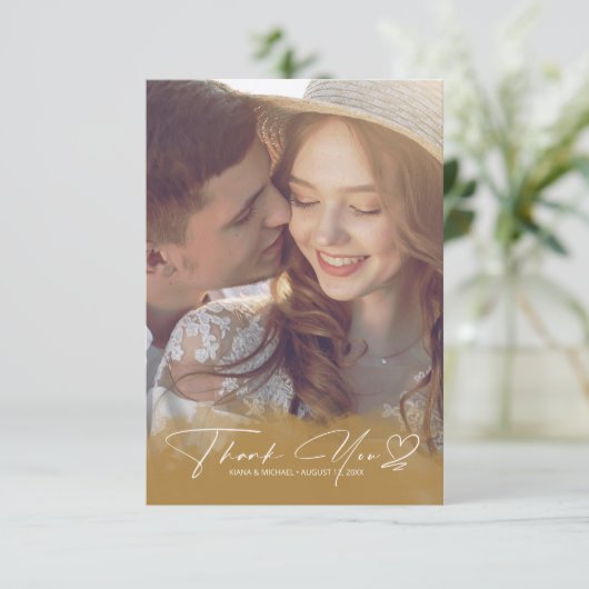 Gradiënt waterverf Hartelijk dank herfst Gold ID78 Bedankkaart (Staand voorkant)