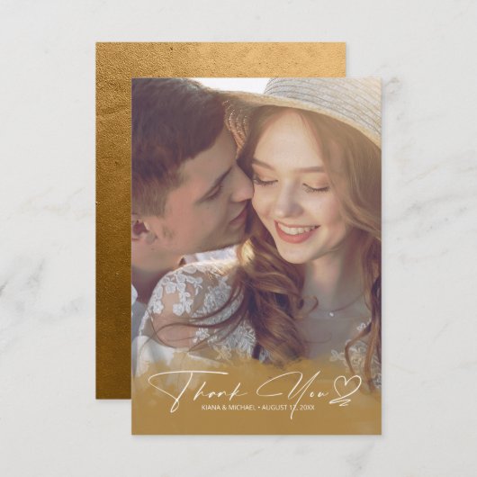 Gradiënt waterverf Hartelijk dank herfst Gold ID78 Bedankkaart (Voorkant / Achterkant)