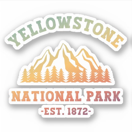 Gradient Yellowstone National Park Wandelen Sticker (Voorkant)