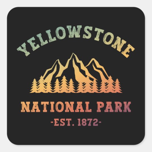 Gradient Yellowstone National Park Wandelen Vierkante Sticker (Voorkant)