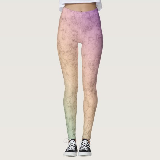 Gradiënt zachte kleuren pastel roze koraal beige g leggings (Voorkant)