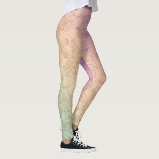 Gradiënt zachte kleuren pastel roze koraal beige g leggings (Rechts)