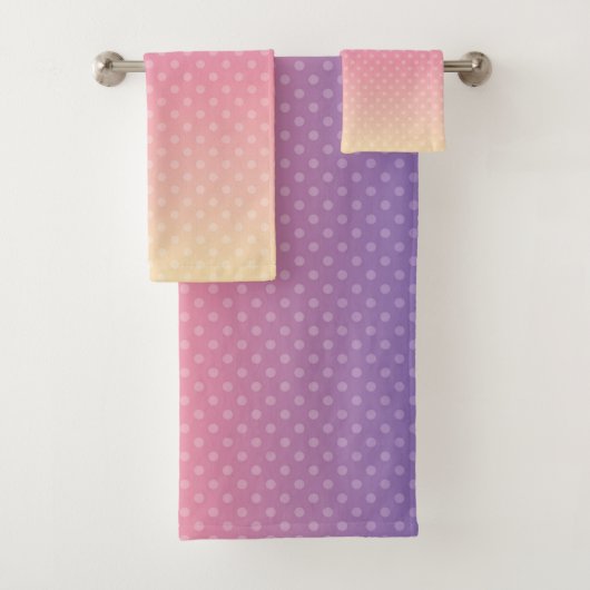 Gradiënt zachte pastelkleuren polka stip roze viol bad handdoek (Insitu)