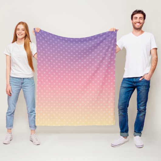 Gradiënt zachte pastelkleuren polka stip roze viol fleece deken (In situ)