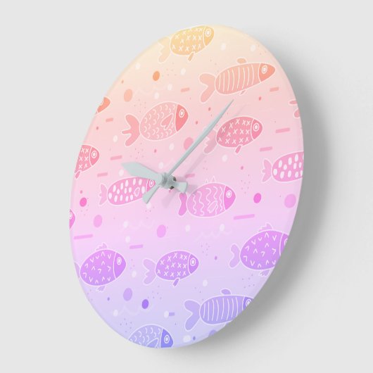 Gradiënt Zonsondergang Vis Patroon Modern Grote Klok (Hoek)