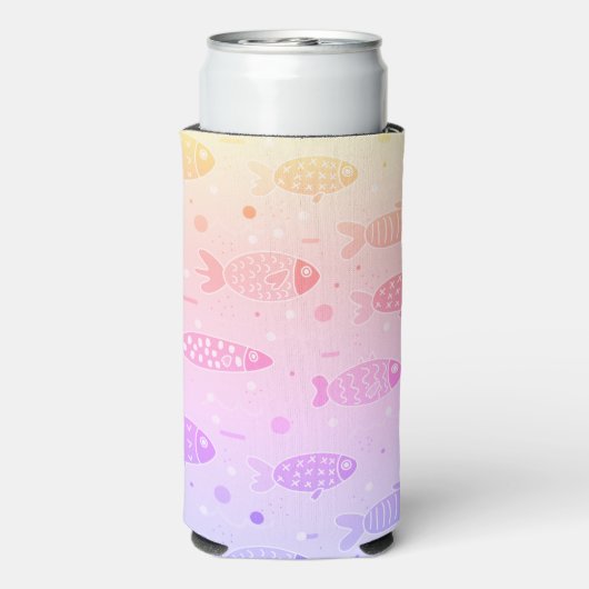 Gradiënt Zonsondergang Vis Patroon Modern Seltzer Blikjeskoeler (Seltzer Achterkant)