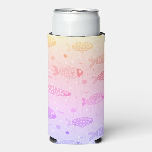 Gradiënt Zonsondergang Vis Patroon Modern Seltzer Blikjeskoeler (Seltzer Voorkant)