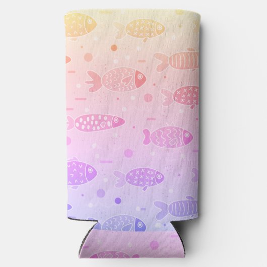 Gradiënt Zonsondergang Vis Patroon Modern Seltzer Blikjeskoeler (Achterkant)