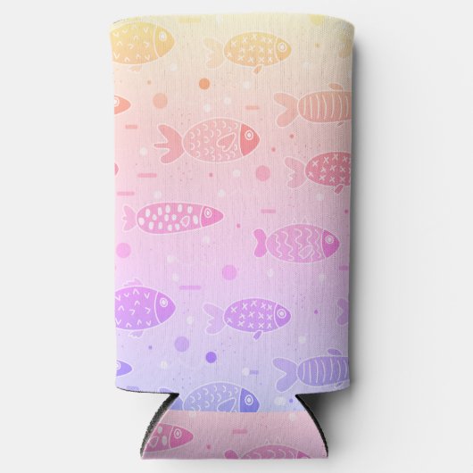 Gradiënt Zonsondergang Vis Patroon Modern Seltzer Blikjeskoeler (Voorkant)