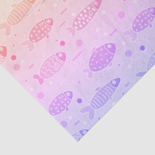 Gradiënt Zonsondergang Vis Patroon Modern Tissuepapier (Detail)