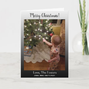 Gradiënt zwarte Classy Merry kerstfamilie Foto Kaart