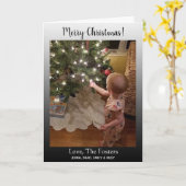 Gradiënt zwarte Classy Merry kerstfamilie Foto Kaart (Gele Bloem)