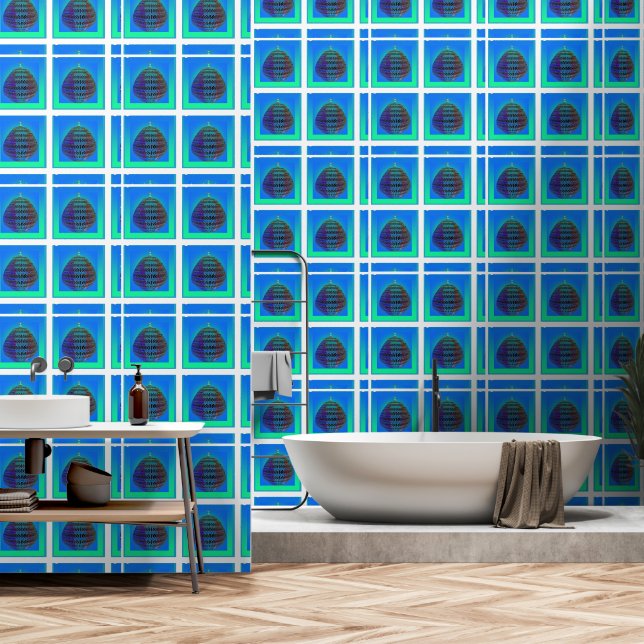 gradiëntblauw vat behang (Badkamer)